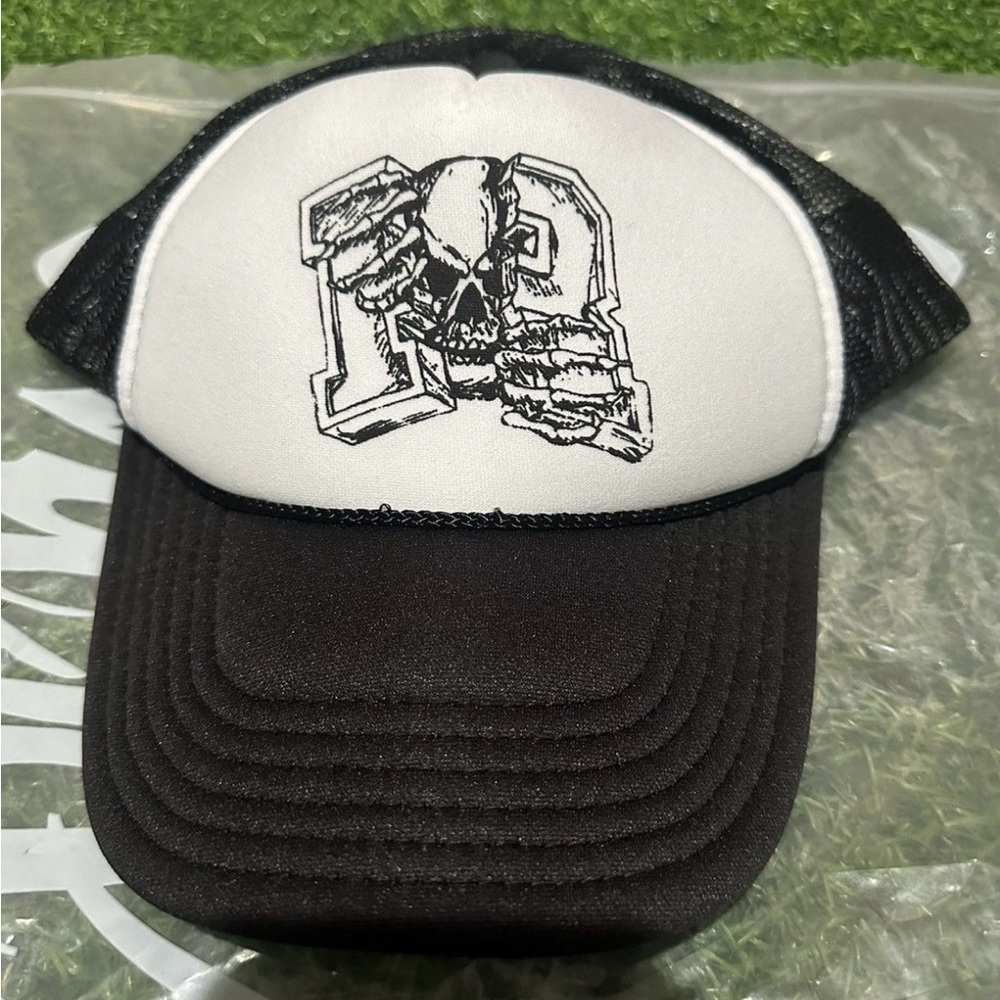 Revenge Trucker hat Broken R high density puff print cap SnapBack black skull og